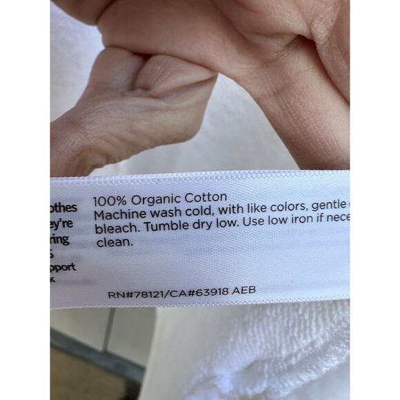 Eileen Fisher White Organic Cotton Open Front Pockets Boxy Jacket Cardigan XS - Picture 8 of 11